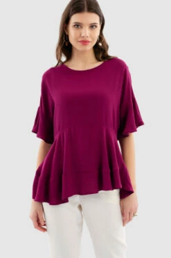 Closet London Magenta Frill Hem Blouse -Closet London Popular Shop B7368 Magenta DSC 7193 26685.1649757441