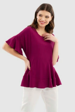 Closet London Magenta Frill Hem Blouse -Closet London Popular Shop B7368 Magenta DSC 7201 84457.1649757442