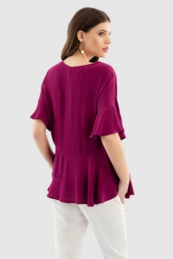 Closet London Magenta Frill Hem Blouse -Closet London Popular Shop B7368 Magenta DSC 7210 43093.1649757448