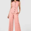 Closet London Peach Orange Stripe Print Wide Leg Trousers