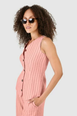 Closet London Peach Stripe Waistcoat -Closet London Popular Shop B7696 T7688 23 39888.1642695195