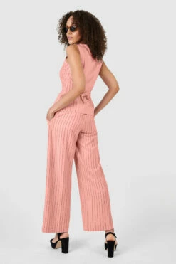 Closet London Peach Orange Stripe Print Wide Leg Trousers -Closet London Popular Shop B7696 T7688 37 78113.1642610376