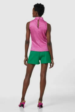 Closet LondonFuchsia Animal Jacquard Twist Neck Blouse -Closet London Popular Shop B8113 T8127 20211026 Closet London 0002 44943.1647517291