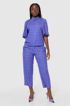 Closet London Purple Balloon Sleeve Blouse