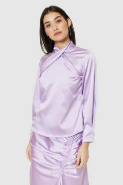 Closet London Purple Lilac Twist Neck Blouse -Closet London Popular Shop B9528 S9523 AMBER 63646 88371.1690195065