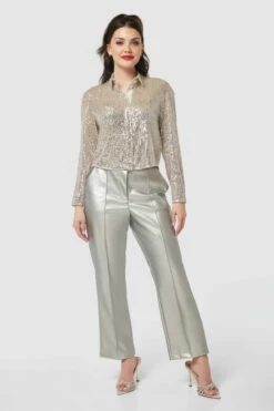 Closet London CreamCropped Shirt -Closet London Popular Shop B9845 CREAM T9909 SILVER 20230405 Closet London0612 08529.1696607662