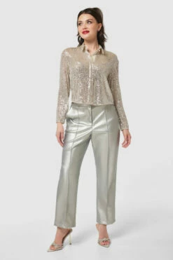 Closet London CreamCropped Shirt -Closet London Popular Shop B9845 CREAM T9909 SILVER 20230405 Closet London0617 18619.1697552607