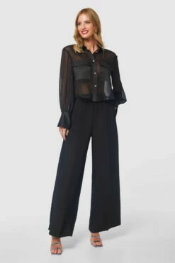 Closet London BlackCropped Shirt -Closet London Popular Shop B9850 BLACK T9899 BLACK Closet London1561 22779.1696607339