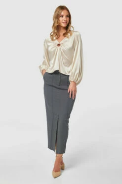 Closet London Grey Pencil Skirt -Closet London Popular Shop B9923 CREAM S9915 GREY 20230405 Closet London27295 93889.1696329619