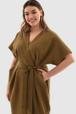 Closet London Curves Olive Green Kimono Wrap Dress 8 Closet London Curves Olive Green Kimono Wrap Dress -Closet London Popular Shop BIq8Vxo 44869.1650556344