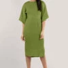 Closet London Olive Green Kimono Pencil Midi Dress