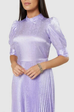 Closet London Lilac Purple Jacquard Pleated Midi Dress -Closet London Popular Shop CT72FE38 46215.1673530974