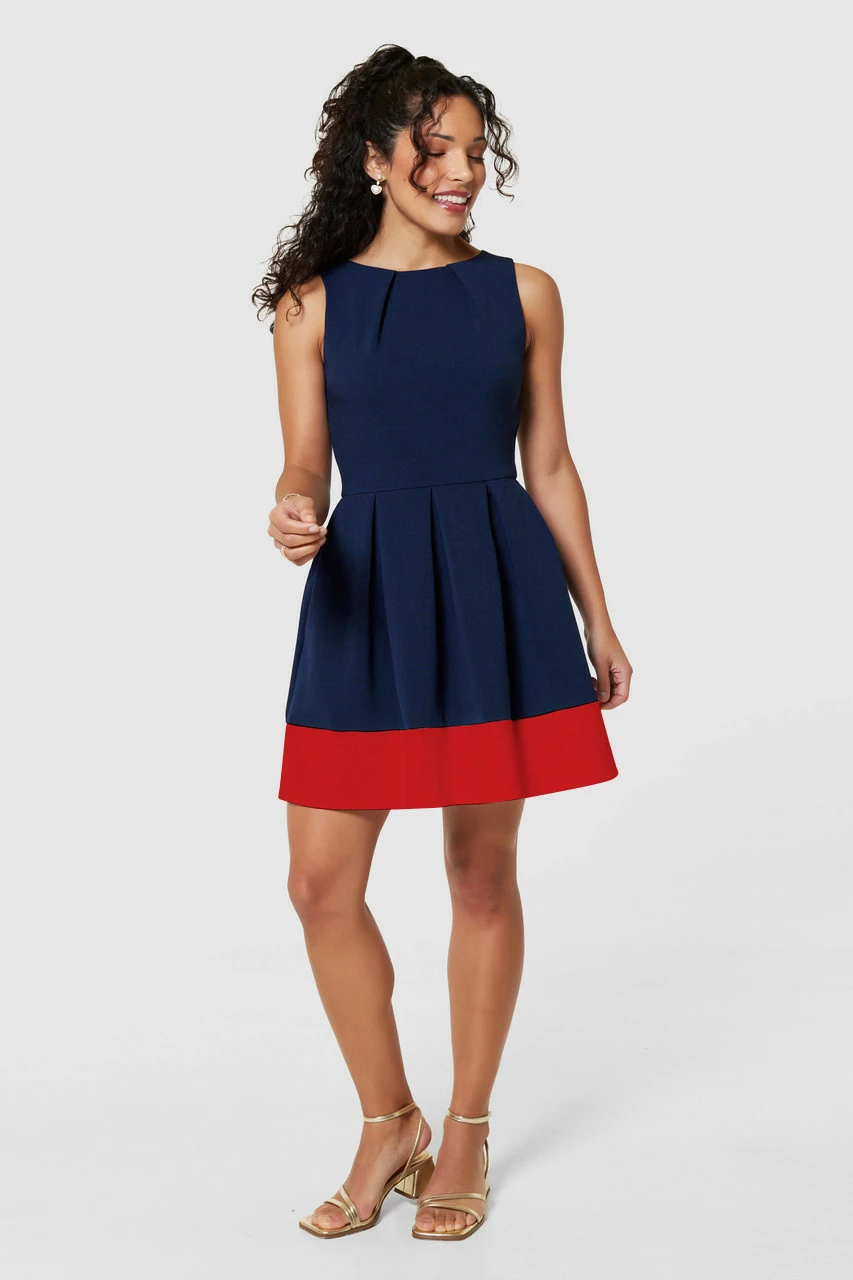 Closet LondonNAVY/REDHackney Dress 4 Closet LondonNAVY/REDHackney Dress - Image 2