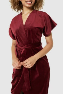 Closet LondonBurgundy Velvet Kimono Sleeves Wrap Pencil Midi Dress -Closet London Popular Shop D3583 BURGANDY 72022 70618.1675257267