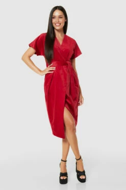 Closet London Red Kimono Wrap Over Velvet Dress -Closet London Popular Shop D3583 RED D7591 RED 72030 97387.1675338500