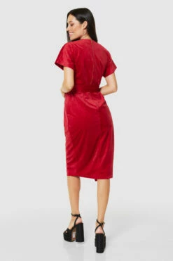Closet London Red Kimono Wrap Over Velvet Dress -Closet London Popular Shop D3583 RED D7591 RED 72049 76362.1675338474