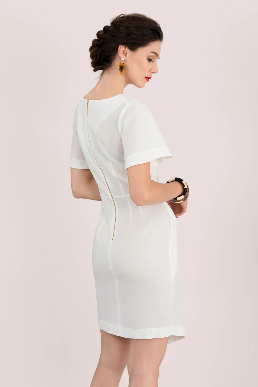 Closet London Ivory Short Sleeve Asymmetrical Wrap Dress 5 Closet London Ivory Short Sleeve Asymmetrical Wrap Dress - Image 3