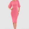 Closet London Pink Kimono Pencil Midi Dress
