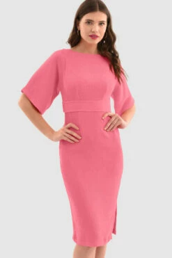 Closet London Pink Kimono Pencil Midi Dress -Closet London Popular Shop D4300 Coral DSC 5818 50344.1653986804