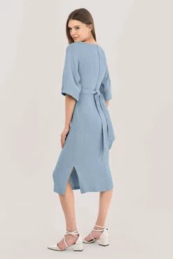 Closet London Dusky Blue Kimono Pencil Midi Dress -Closet London Popular Shop D4300 DSC 3752 26075.1637941204