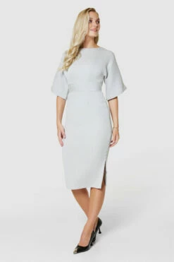 Closet London Grey Silver Kimono Pencil Midi Dress -Closet London Popular Shop D4300 GREY 0733 54893.1678458850