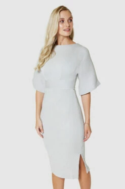 Closet London Grey Silver Kimono Pencil Midi Dress -Closet London Popular Shop D4300 GREY 0745 27749.1678458881