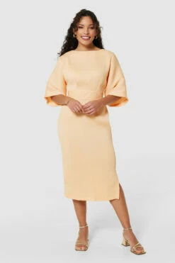 Closet LondonPeach Orange Kimono Pencil Midi Dress