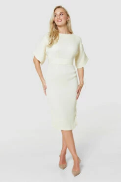 Closet London Stone Cream Kimono Pencil Midi Dress -Closet London Popular Shop D4300 STONE 0641 33312.1678464544