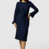 Closet London Navy Asymmetrical Pleated Dress -Closet London Popular Shop D4485 3615 08101.1633098126