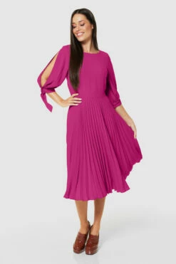 Closet London Pink Split Sleeve Pleated Midi Dress -Closet London Popular Shop D5097 SAND 71283 copy 3 07785.1675334728