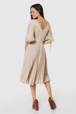 Closet London Beige Split Sleeve Pleated Dress -Closet London Popular Shop D5097 SAND 71295 91061.1675257683