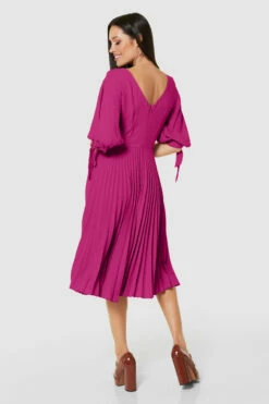 Closet London Pink Split Sleeve Pleated Midi Dress -Closet London Popular Shop D5097 SAND 71295 copy 3 93974.1675334732