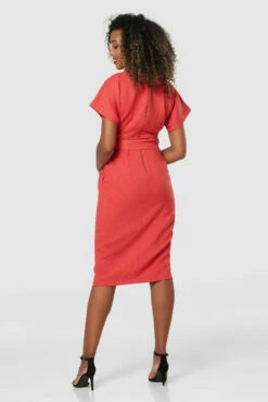 Closet London Red Kimono SleevesWrap MidiDress -Closet London Popular Shop D5142 20211130 Closet 1582 57616.1639565000