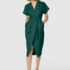 Closet London Petite Emerald GreenKimono Wrap Dress