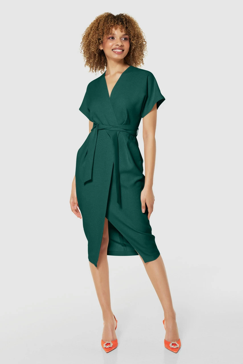 Closet London Petite Emerald GreenKimono Wrap Dress 4 Closet London Petite Emerald GreenKimono Wrap Dress - Image 2