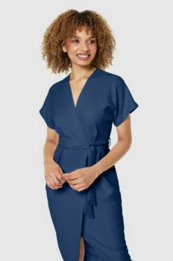 Closet London Navy BlueKimonoSleeves Wrap Midi Dress -Closet London Popular Shop D5142 STONE 71214 copy 21 90744.1675697885