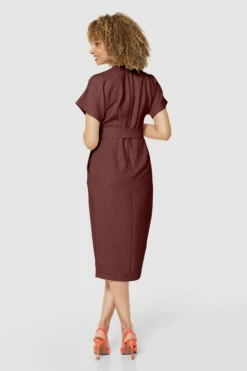 Closet London Brown Kimono Sleeves Wrap MidiDress -Closet London Popular Shop D5142 STONE 71220 copy 31 69165.1675697673