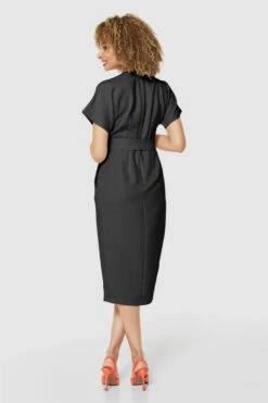 Closet London Black Kimono SleevesWrap MidiDress -Closet London Popular Shop D5142 STONE 71220 copy1 37417.1675697219