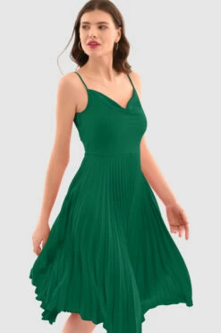Closet London Green Cowl Pleated Dress -Closet London Popular Shop D5201 Raspberry DSC 5858 378041 23267.1696411173