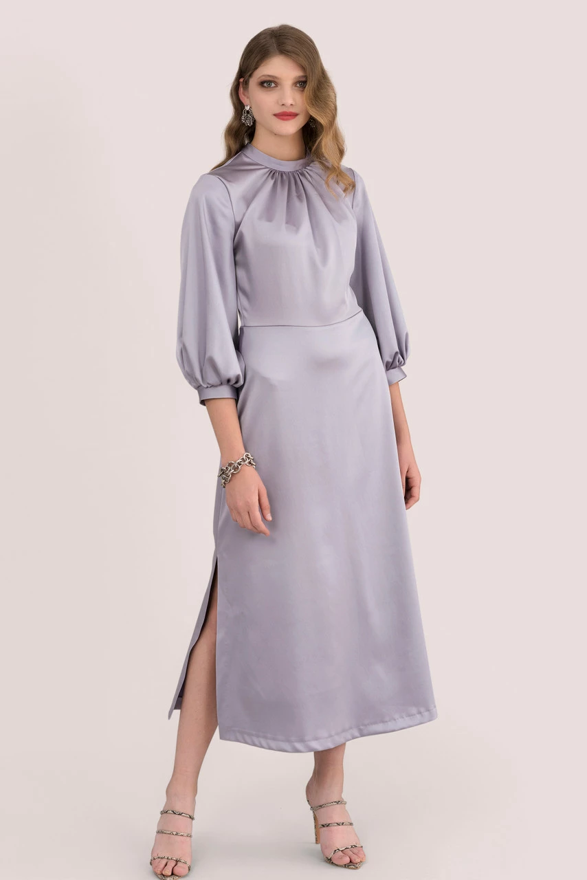 Closet London Lilac Gathered Neck A-Line Midi Dress 3 Closet London Lilac Gathered Neck A-Line Midi Dress
