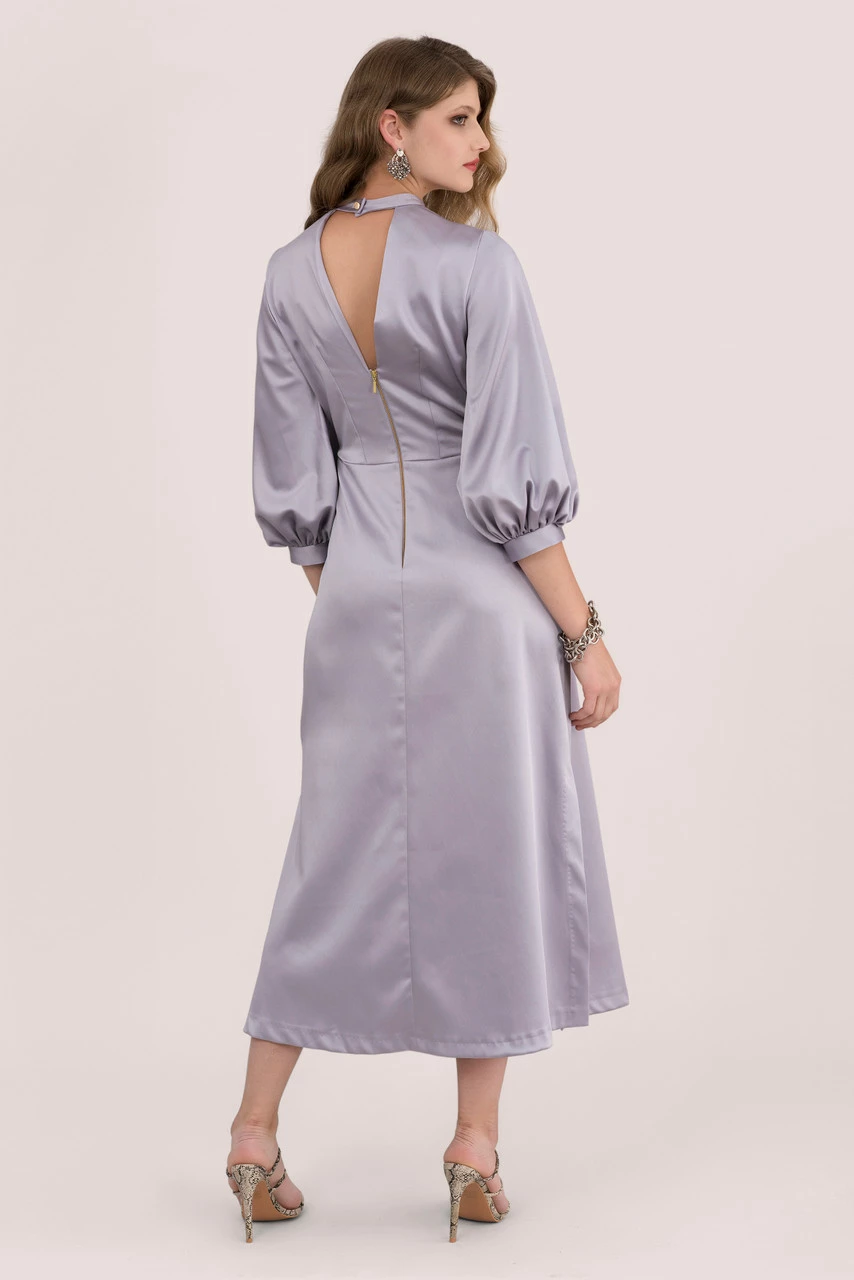 Closet London Lilac Gathered Neck A-Line Midi Dress 5 Closet London Lilac Gathered Neck A-Line Midi Dress - Image 3
