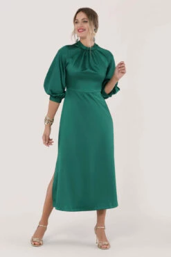 Closet London Green Gathered Neck A-Line Midi Dress -Closet London Popular Shop D5251 DSC 2765 99941.1571746087