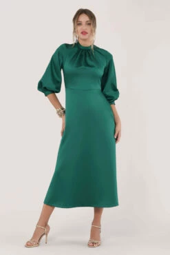 Closet London Green Gathered Neck A-Line Midi Dress -Closet London Popular Shop D5251 DSC 2769 28068.1571908647