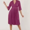 Closet London Pleated Wrap Dress D8115_MAGENTA