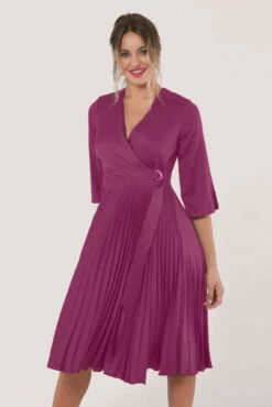 Closet London Pleated Wrap Dress D8115_MAGENTA -Closet London Popular Shop D5252 DSC 2806 790361 39864.1696410653