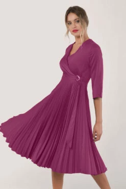 Closet London Pleated Wrap Dress D8115_MAGENTA -Closet London Popular Shop D5252 DSC 2810 118601 48281.1696410671