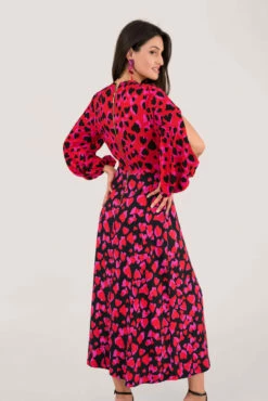 Closet London Red Heart Print Puff Sleeve Midi Dress -Closet London Popular Shop D5420 DSC 7579 15864.1568383119