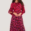 Closet London Red Heart Print Puff Sleeve Midi Dress