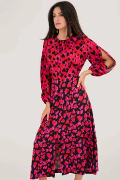 Closet London Red Heart Print Puff Sleeve Midi Dress -Closet London Popular Shop D5420 DSC 7595 33231.1568383119