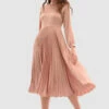 Closet London Blush Long Sleeve Pleated Midi Dress -Closet London Popular Shop D5579 Blush DSC 5764 55715.1663063206